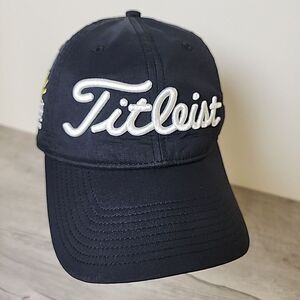 Titleist Ball Cap Black Polyester Spandex Strap Back Sponsor Embroidered